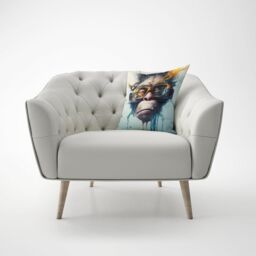 Warren Reed - Designer Monkey Splashart Cushions in Blue - Size: 60 cm x 60 cm - thumbnail 4