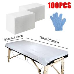 EONLION 100Pcs Disposable Spa Massage Table Sheet Beauty Bed Cover Non-woven in White - thumbnail 2