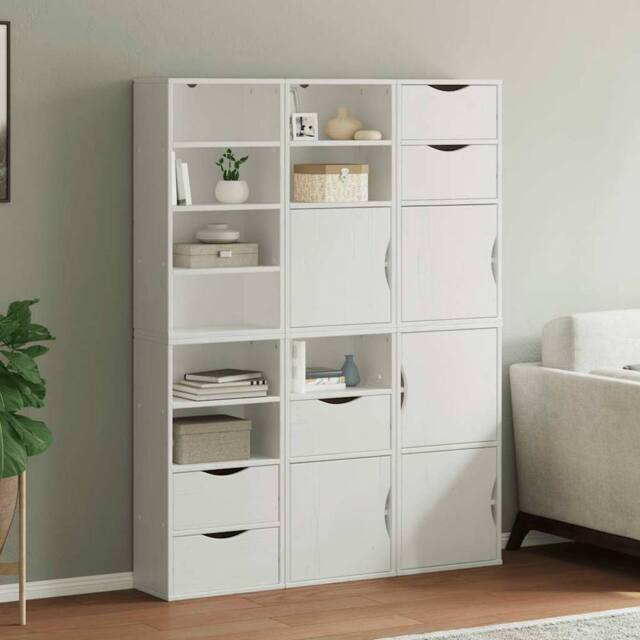 "Berkfield Home Side Cabinets 6 pcs ""ODDA"" White 40x24x79 cm Solid Wood Pine - Size: 40 x 24 x 79 cm" - image 1