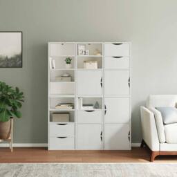 "Berkfield Home Side Cabinets 6 pcs ""ODDA"" White 40x24x79 cm Solid Wood Pine - Size: 40 x 24 x 79 cm" - thumbnail 3