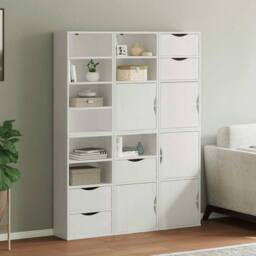 "Berkfield Home Side Cabinets 6 pcs ""ODDA"" White 40x24x79 cm Solid Wood Pine - Size: 40 x 24 x 79 cm"