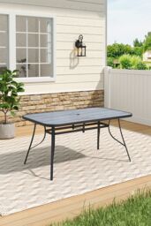Living and Home Garden Tempered Glass Marble Rectangular Coffee Table in Grey