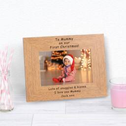 Uniqueful Women's Personalised To Mummy on our First Christmas Wood Picture Frame 6x4 in Brown - thumbnail 3