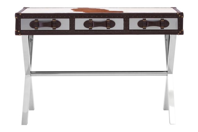 Orsina Brown & White Genuine Cowhide Console Table - image 1