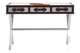 Orsina Brown & White Genuine Cowhide Console Table - thumbnail 1