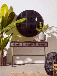 Orsina Brown & White Genuine Cowhide Console Table - thumbnail 5