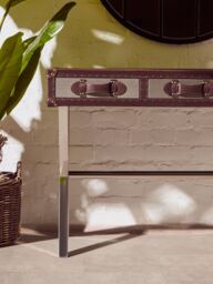 Orsina Brown & White Genuine Cowhide Console Table - thumbnail 4