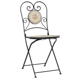 Berkfield Home Mosaic Bistro Set Terracotta & White Iron & Ceramic in Orange - thumbnail 4