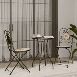 Berkfield Home Mosaic Bistro Set Terracotta & White Iron & Ceramic in Orange - thumbnail 1
