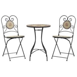 Berkfield Home Mosaic Bistro Set Terracotta & White Iron & Ceramic in Orange - thumbnail 2