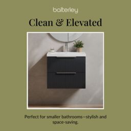 Balterley Fluted Wall Hung 2 Drawer Vanity Basin Unit & Basin 600mm - Dark Grey - thumbnail 7