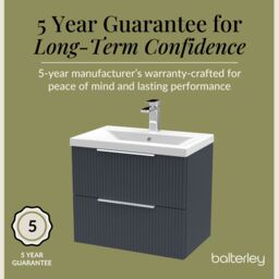 Balterley Fluted Wall Hung 2 Drawer Vanity Basin Unit & Basin 600mm - Dark Grey - thumbnail 6