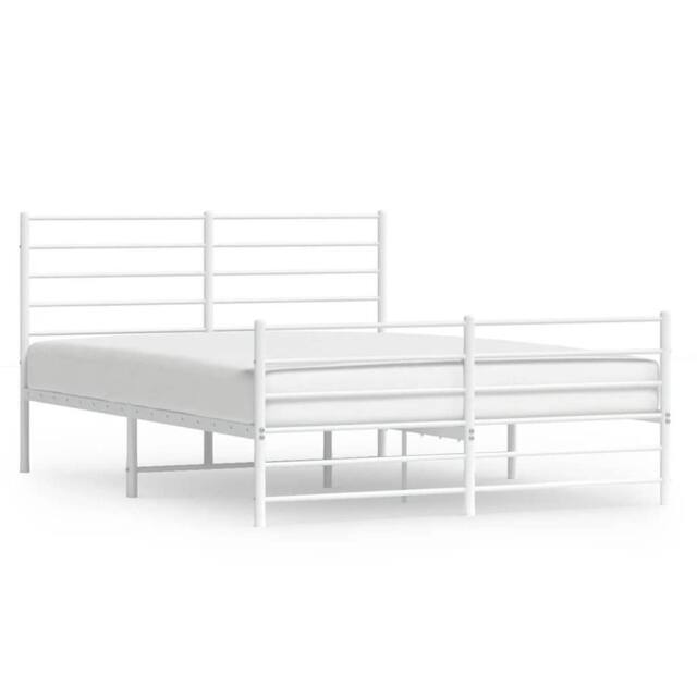 Berkfield Home Metal Bed Frame with Headboard & Footboard White 140x190 cm - image 1