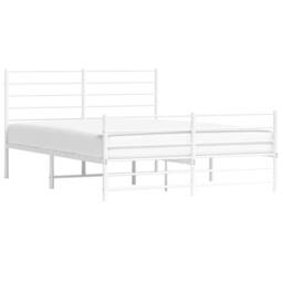 Berkfield Home Metal Bed Frame with Headboard & Footboard White 140x190 cm - thumbnail 5
