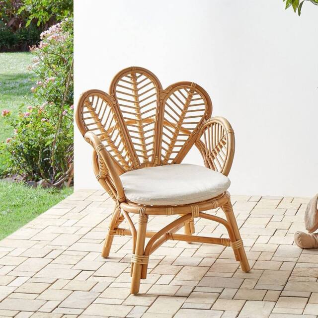 Wyld and Coco Peacock Kids Chair - Natural Rattan Boho 58 x 55 x 70 cm in Brown - image 1