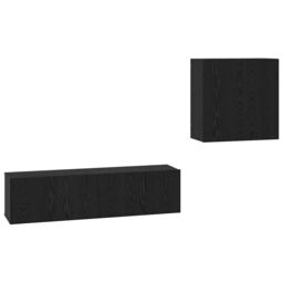 Berkfield Home TV Cabinet Set with Shelf Wall-mounted with Storage with Door 4 pcs Black oak 120 x 30 x 30 cm - thumbnail 2