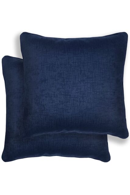 Enhanced Living Pair of Vogue Plain Zip Opening Cushion Covers - 43x43cm Cases Only in Navy - Size: 43 cm x 43 cm - image 1