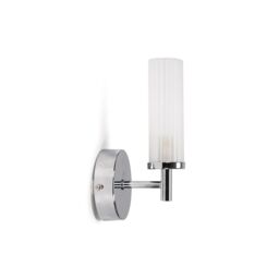 ValueLights Canya Single IP44 Rated Bathroom Frosted Reeded Glass Wall Light with LED Bulb in Silver - thumbnail 5