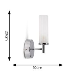 ValueLights Canya Single IP44 Rated Bathroom Frosted Reeded Glass Wall Light with LED Bulb in Silver - thumbnail 6