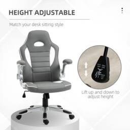 KORVIXA Grey Racing Gaming Chair Height Adjustable - Size: 100 cm - thumbnail 3