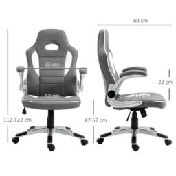 KORVIXA Grey Racing Gaming Chair Height Adjustable - Size: 100 cm - thumbnail 2