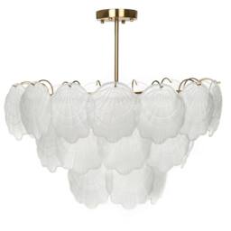 Wyld and Coco Brass Chandelier 60cm Pendant Layered Glass Shells Dining Room in Bronze - thumbnail 2