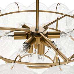 Wyld and Coco Brass Chandelier 60cm Pendant Layered Glass Shells Dining Room in Bronze - thumbnail 5