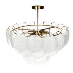 Wyld and Coco Brass Chandelier 60cm Pendant Layered Glass Shells Dining Room in Bronze - thumbnail 4