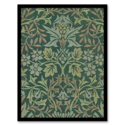 "Artery8 Flower Garden Textile Vintage Framed Wall Art Print William Morris in Green - Size: W12"" x H16""" - thumbnail 1