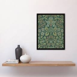 "Artery8 Flower Garden Textile Vintage Framed Wall Art Print William Morris in Green - Size: W12"" x H16""" - thumbnail 4