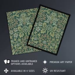 "Artery8 Flower Garden Textile Vintage Framed Wall Art Print William Morris in Green - Size: W12"" x H16""" - thumbnail 2