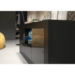 Creative Furniture Aurora Sideboard 145cm - Black with Gloss Doors & LED Lights - thumbnail 4