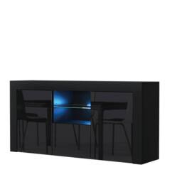 Creative Furniture Aurora Sideboard 145cm - Black with Gloss Doors & LED Lights - thumbnail 8