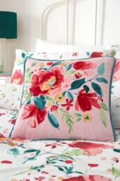 Dreams & Drapes 'Abstract Poppy' Velvet Filled Cushion - Size: 43 cm x 43 cm
