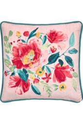 Dreams & Drapes 'Abstract Poppy' Velvet Filled Cushion - Size: 43 cm x 43 cm - thumbnail 3