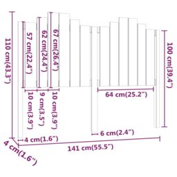 Berkfield Home Bed Headboard 141x4x110 cm Solid Wood Pine in Brown - Size: 141 x 4 x 110 cm - thumbnail 6