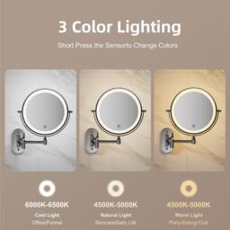 Fascinate Wall-mounted Extendable Bathroom Mirror Dimmable LED 10x Magnified in Silver - thumbnail 2