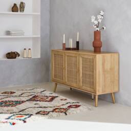 sweeek 120cm sideboard cabinet with wooden effect in Beige - thumbnail 4