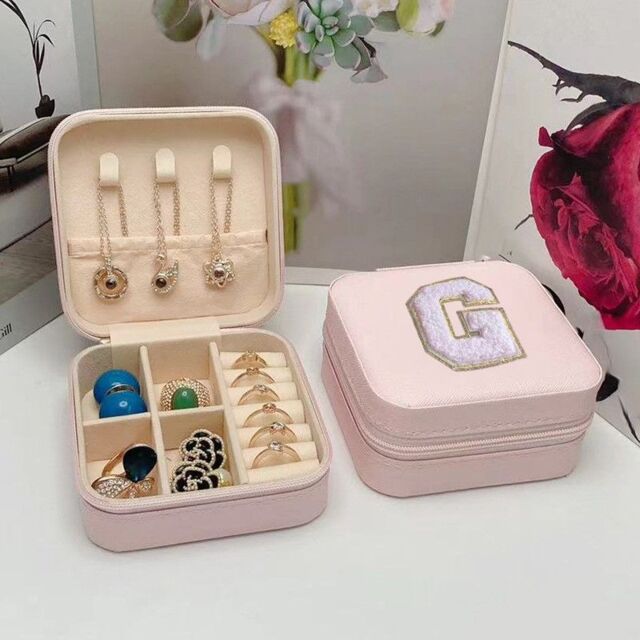 "PEACH ACCESSORIES Women's Pink Jewellery Organiser Box with "" G"" Letter"