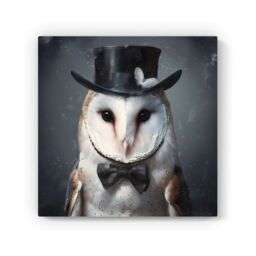 "Warren Reed - Designer Owl In A Top Hat Canvas - Size: W16"" x H16""" - thumbnail 2