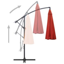 Berkfield Home Hanging Garden Parasol Terracotta 3 m Aluminium Pole in Brown - thumbnail 4