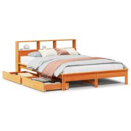 Berkfield Home Bookcase Bed without Mattress Wax Brown 140x190 cm Solid Wood Pine - thumbnail 2