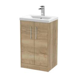 Balterley Winshill Contemporary 2 Door Vanity Basin Unit, Light Oak, 500mm in Brown