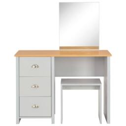 Berkfield Home Modern Dressing Table with Mirror & Stool Grey 104x45x131 cm - Size: 104 x 45 x 131 cm - thumbnail 4