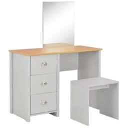 Berkfield Home Modern Dressing Table with Mirror & Stool Grey 104x45x131 cm - Size: 104 x 45 x 131 cm - thumbnail 2