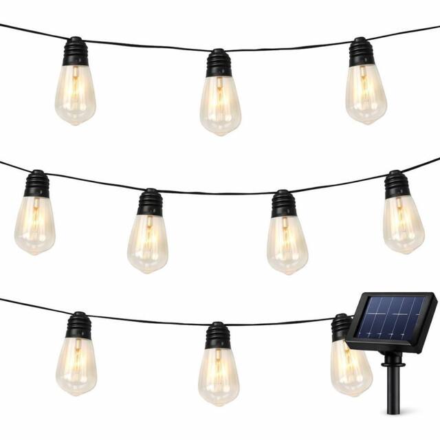 Gardenwize 10pc 2m Solar Filament LED Bulb String Lights in Black - image 1