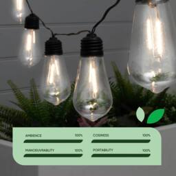 Gardenwize 10pc 2m Solar Filament LED Bulb String Lights in Black - thumbnail 5