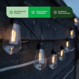 Gardenwize 10pc 2m Solar Filament LED Bulb String Lights in Black - thumbnail 6
