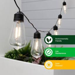 Gardenwize 10pc 2m Solar Filament LED Bulb String Lights in Black - thumbnail 3