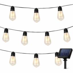 Gardenwize 10pc 2m Solar Filament LED Bulb String Lights in Black - thumbnail 1